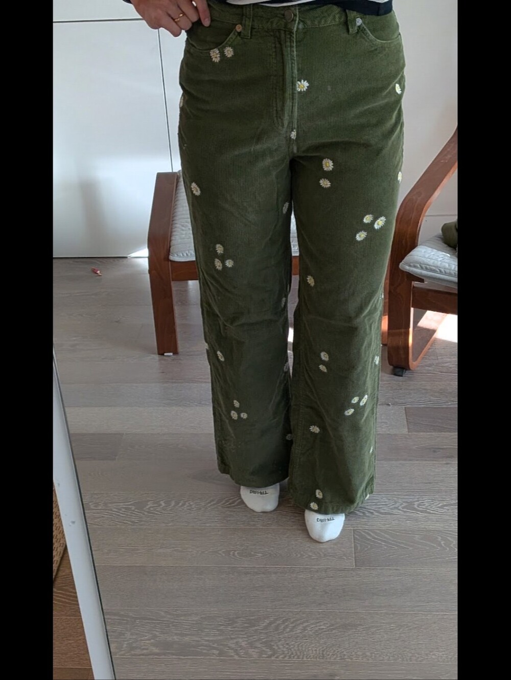 RVCA Corduroy Daisy Embroidered Pants
